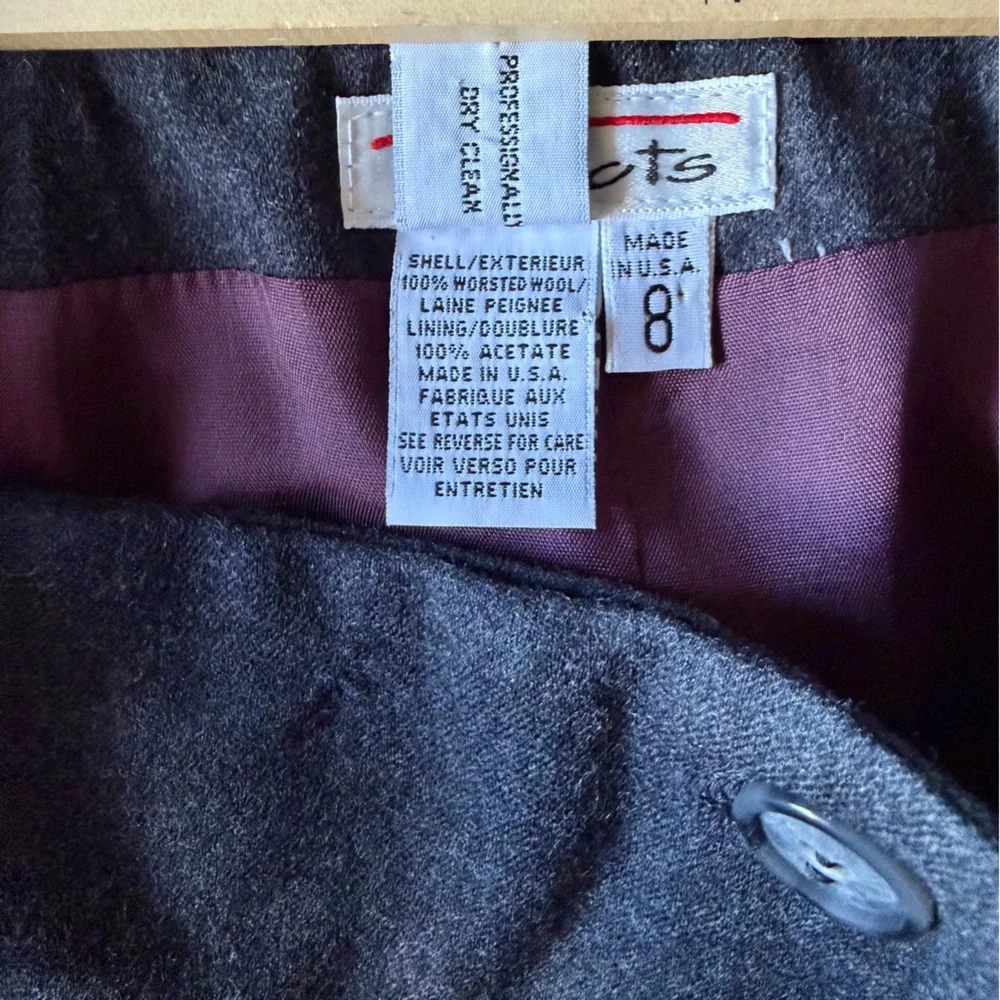 VTG Talbots 100% Pure Wool Wrap Pencil Skirt Grey Size 8 Academia Office Preppy